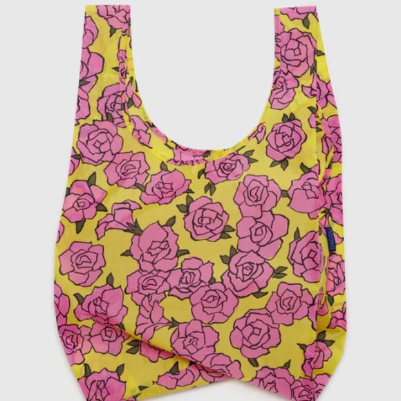 Baggu Standard Rose Pink & Yellow Floral Reusable Bag - Picture 1 of 5